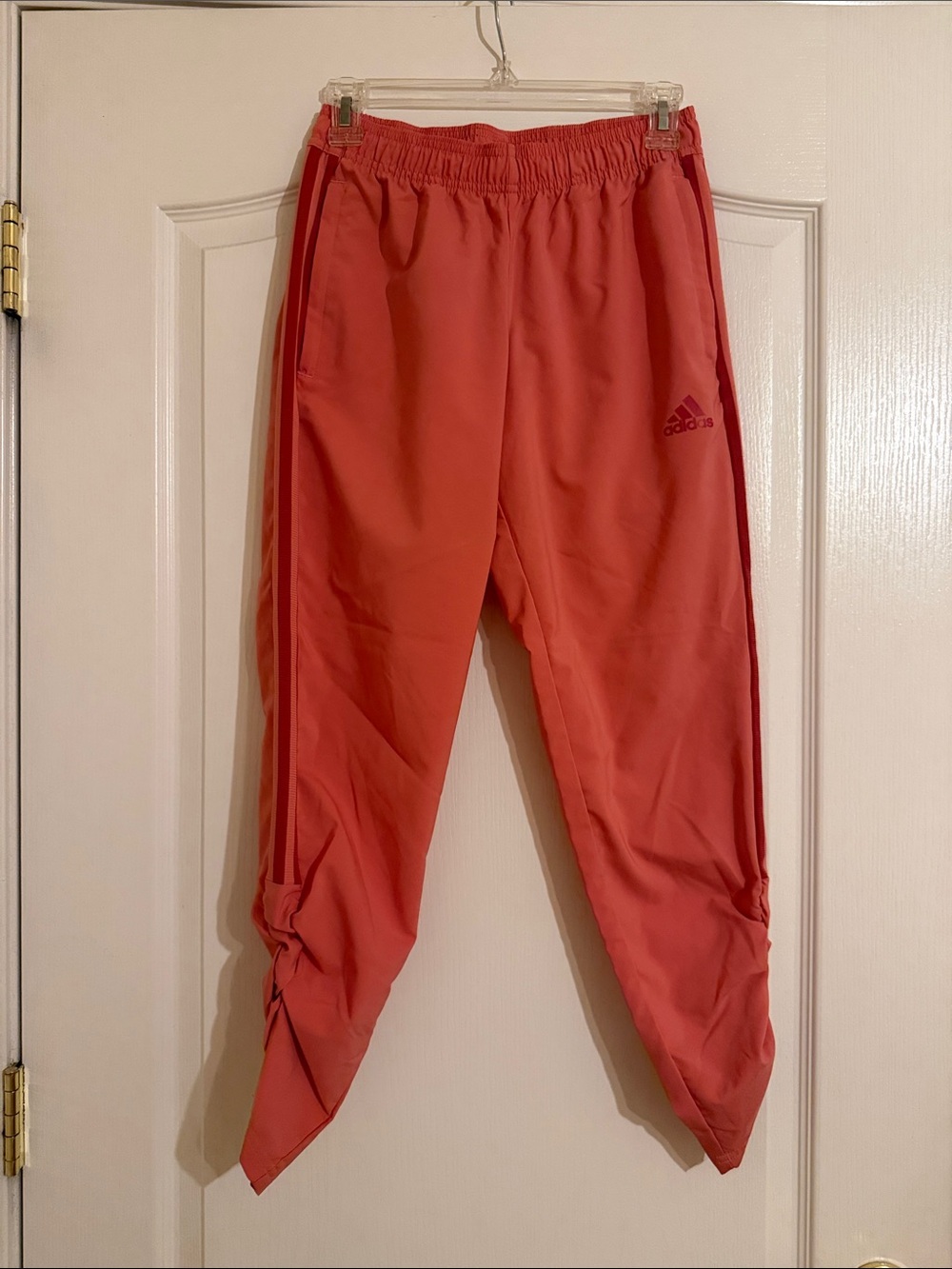 Adidas Women Coral Joggers with Side Stripes